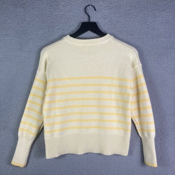 Philosophy Sweater Cropped Yellow Pullover Women's Large Striped Long Sleeve - Picture 6 of 14